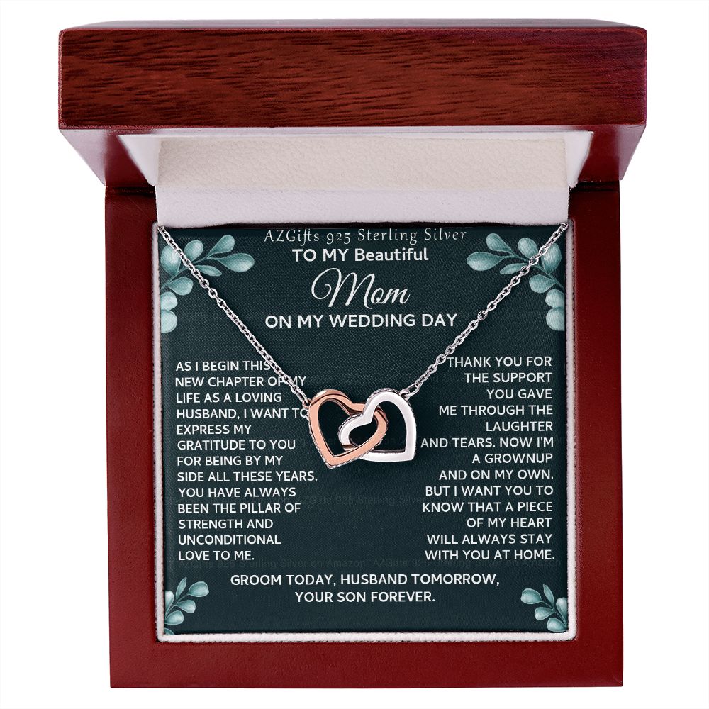 To My Beautiful Mom Necklace from Son, Gift for Mom, Gift from Son for Mother, Mother of Groom Gift, Necklace for Mother of Groom Wedding Day, To my Mom Necklace 301 Interlocking Hearts Necklace