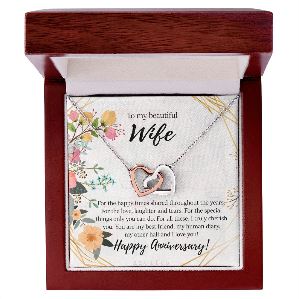 To My Wife Necklace from Husband, Personalized Necklace for Women, Luxury Necklace for Wife from Man Men, Wedding Anniversary Present For Wife, Beautiful Wife Jewelry Christmas Birthday Gifts For Wife8 Interlocking Hearts Necklace