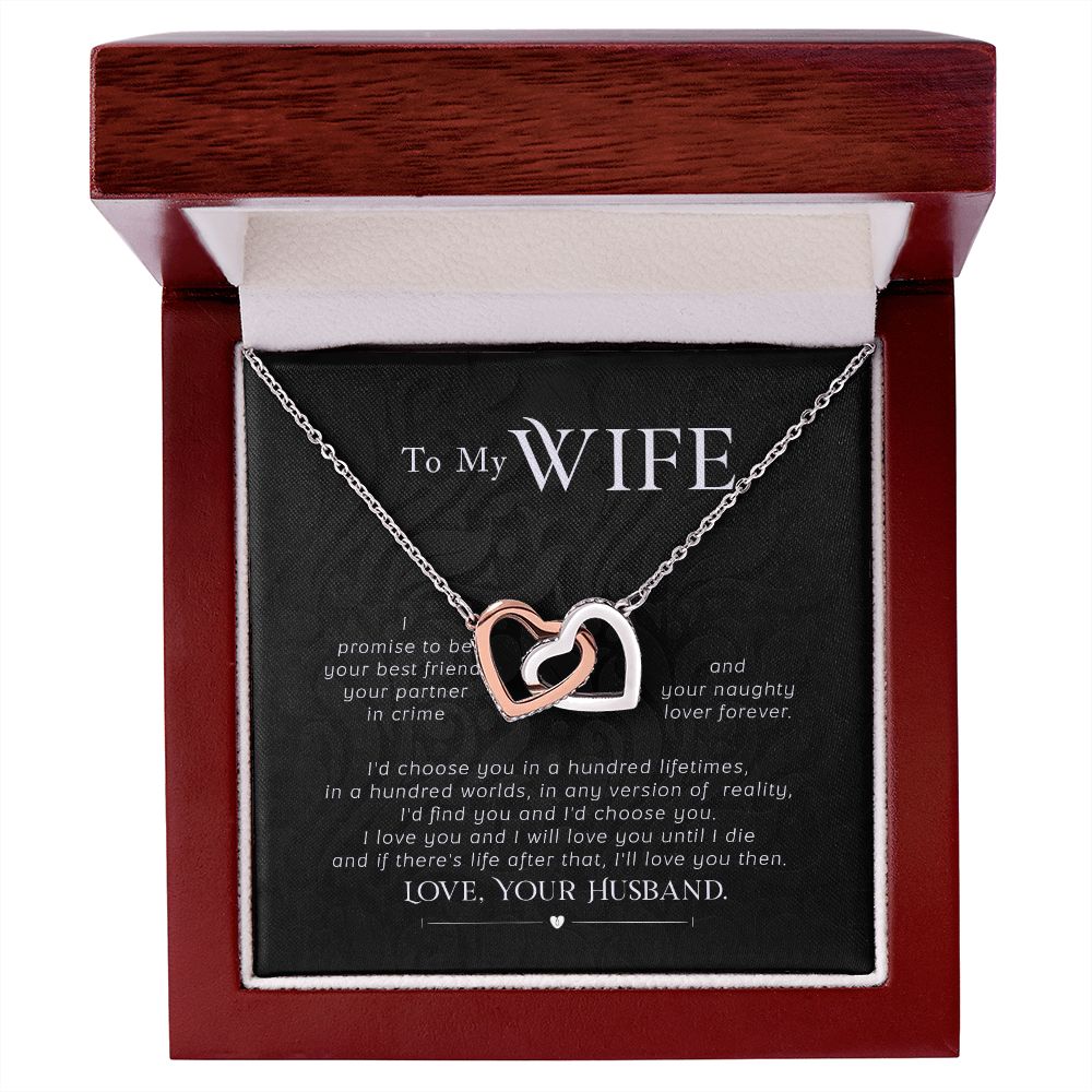To My Wife Necklace Pendant Gift From Husband I'll Love You Then With Message Card and Gift Box. Valentine's Day Gift For Wife Future Wife Interlocking Hearts Necklace