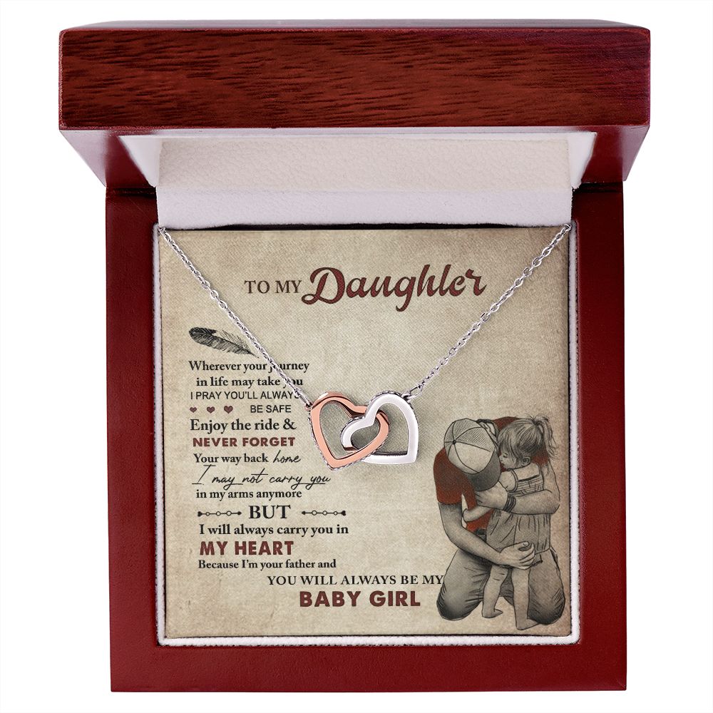 To My Daughter Necklaces Pendants - Father and Daughter Necklace - Gift from Daddy - Luxury Necklace Silver On Birthday, Anniversary - Includes Gift Box Interlocking Hearts Necklace