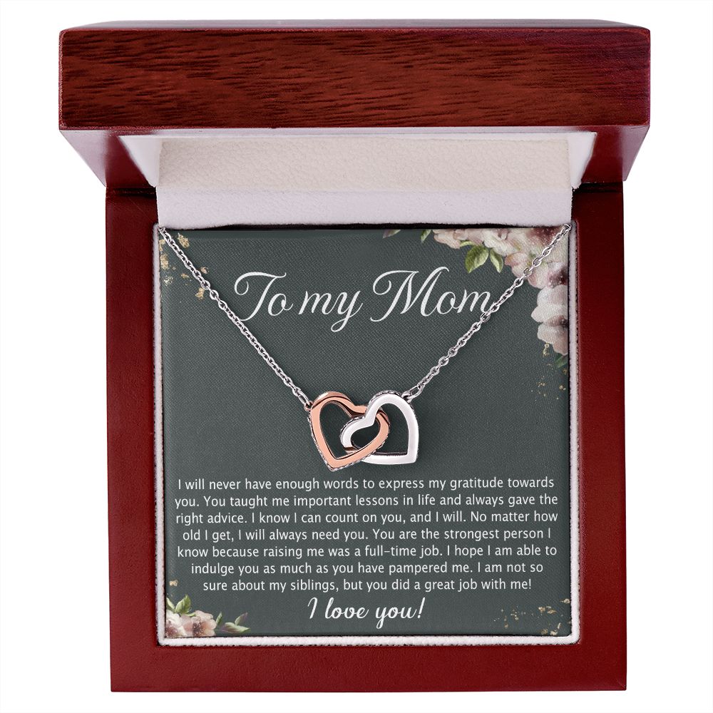 To My Mother Mom Best Friend In Law Bonus Step For Mother Day Birthday Wedding Engagement From Son Daughter Step In Law Necklace Gift Interlocking Hearts Necklace