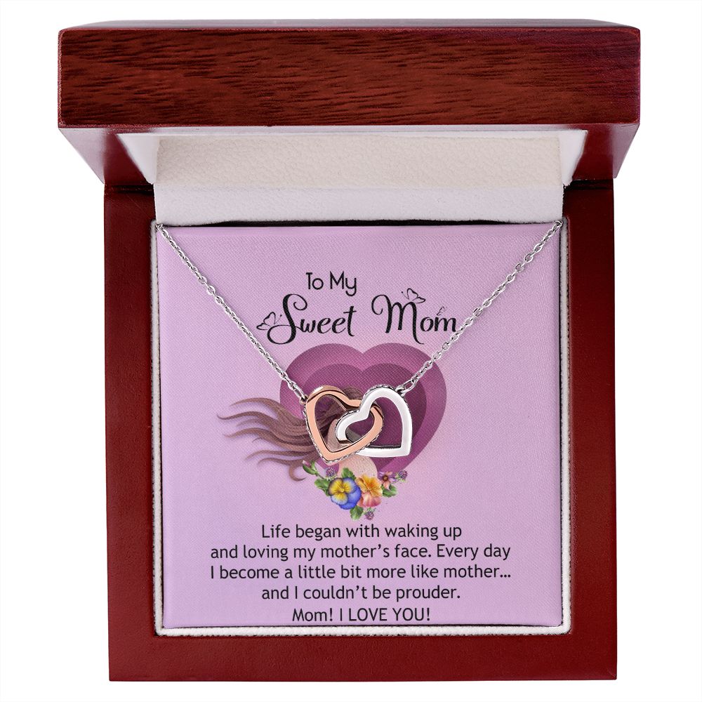 To My Sweet Mom, Sweet Mom Necklace Pendant, Mothers Day Gifts, Gift For Sweet Mom, New Mom Gifts Interlocking Hearts Necklace