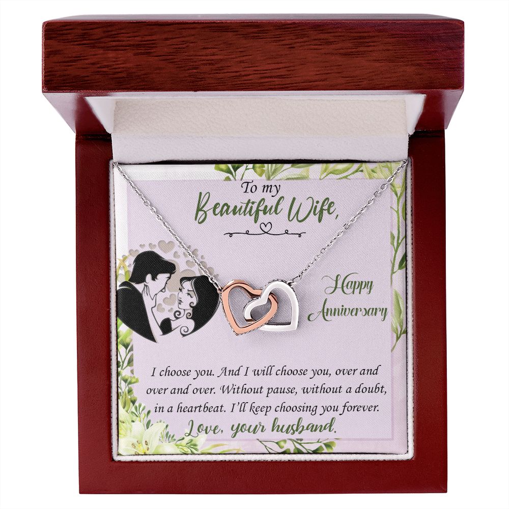 To My Beautiful Wife Necklace, Gifts for Soulmate, Heart Necklace for Wife, Soulmate Jewelry, Soulmate Necklace, Future Wife Gift, Interlocking Heart Necklace for Wife from Husband