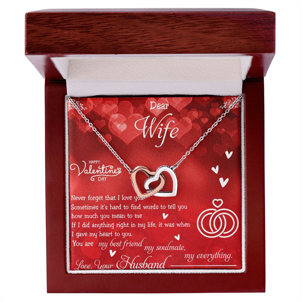 To My Wife Necklace, Wedding Anniversary Jewelry For Women, Necklace For Wife from Husband, Gift For Wife Birthday Gifts From Husband Necklace, Jewelry With Message Card In A Gift Box4 Interlocking Hearts Necklace