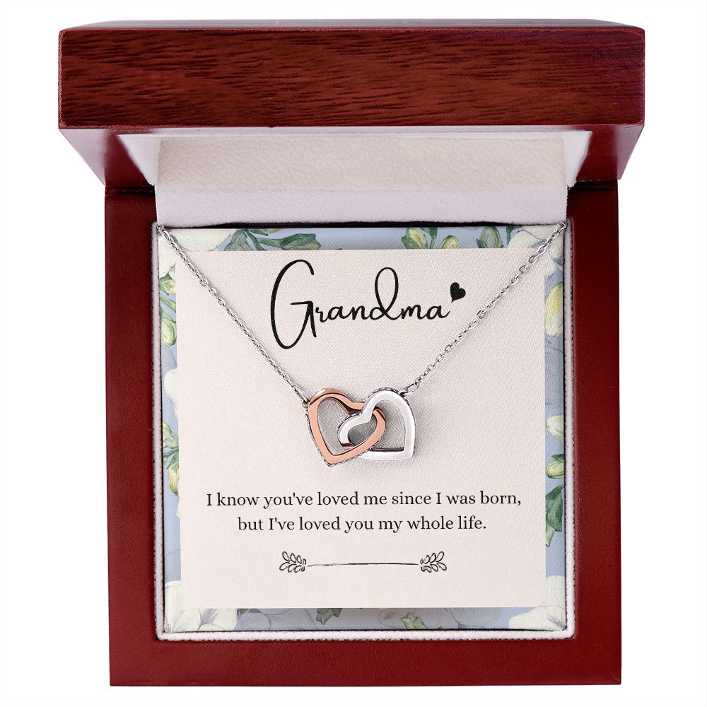 To My Grandma Necklace, Gift for Grandmother Necklace, Mothers Day Gift For Grandma Nana, Grandma Jewelry From Grandchildren GrandKids , Jewelry Box Gift For Grandma Grandmother9 Interlocking Hearts Necklace