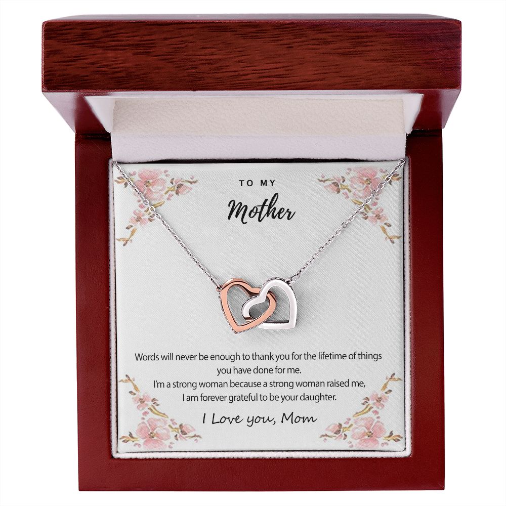 Mom Necklace Gifts for Mom from Daughter to Mom Gifts for Mothers Day from Daughter, To My Mom Necklace from Daughter to Mom Birthday Gifts Necklace with Message Card and Gift Box2226 Interlocking Hearts Necklace
