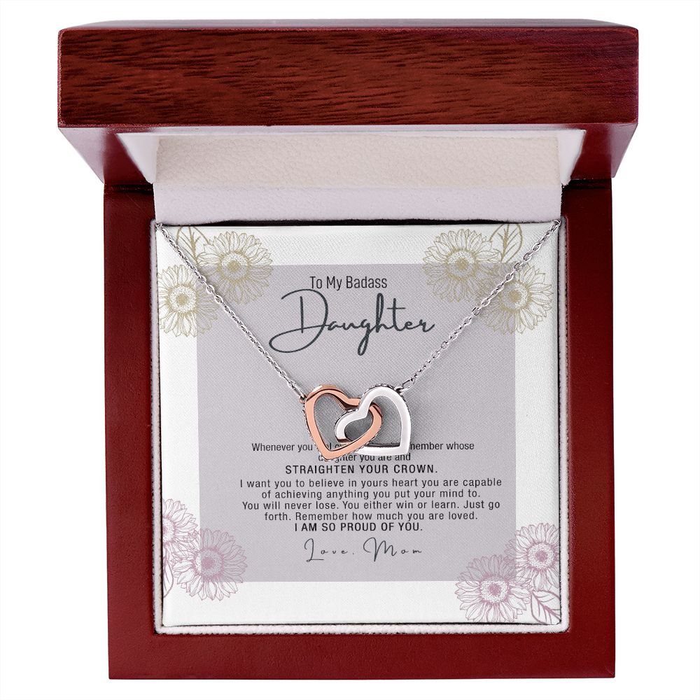 Bonus Daughter Gifts From Stepdad, Step Daughter Gifts From Stepmom, Stepdaughter Gifts From Stepdad, Father Stepdaughter Necklace, To My Bonus Daughter Necklaces, Christmas Gifts For Bonus5 Interlocking Hearts Necklace