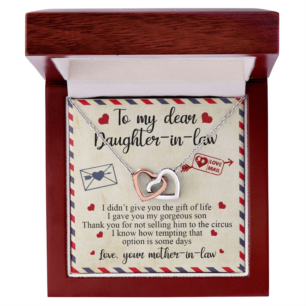 To My Dear Daughter In Law Gift, Graduation Gift For Her, Love Knot Necklace Interlocking Hearts Necklace