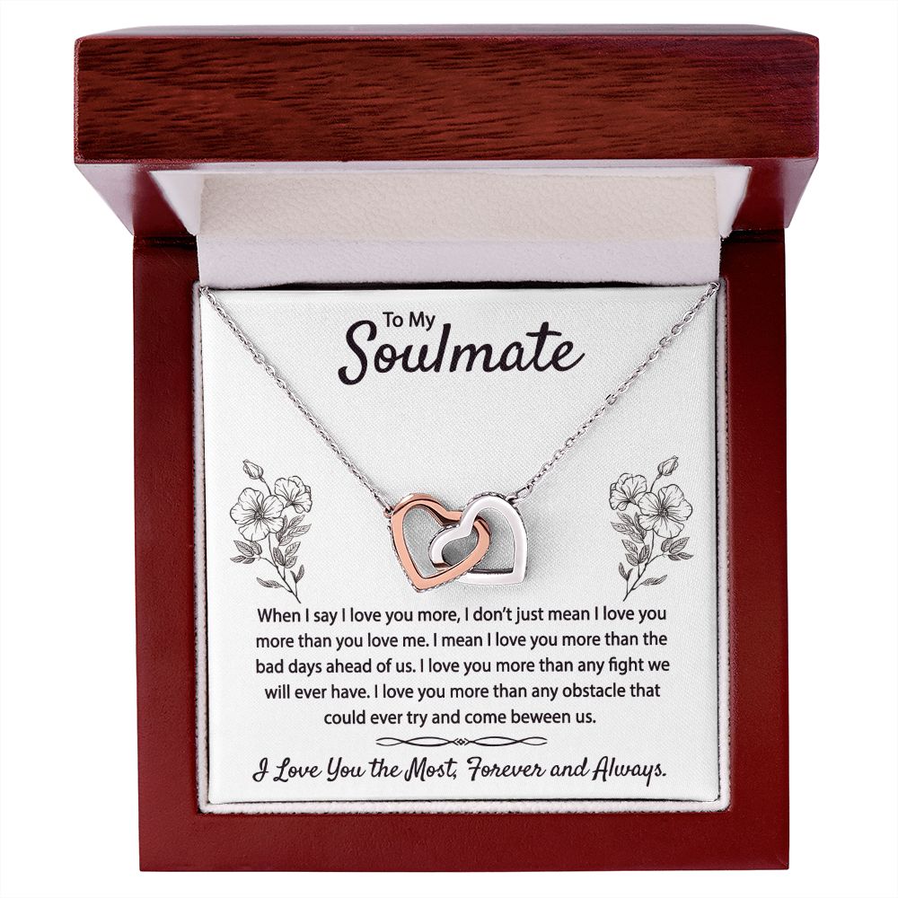 To My Soulmate Necklace for Women Birthday Christmas Jewelry Gifts For My Wife with Message Card Box Personalized Gift Present Pendant for Future Wife Soulmate Girlfriend Love 9 Interlocking Hearts Necklace