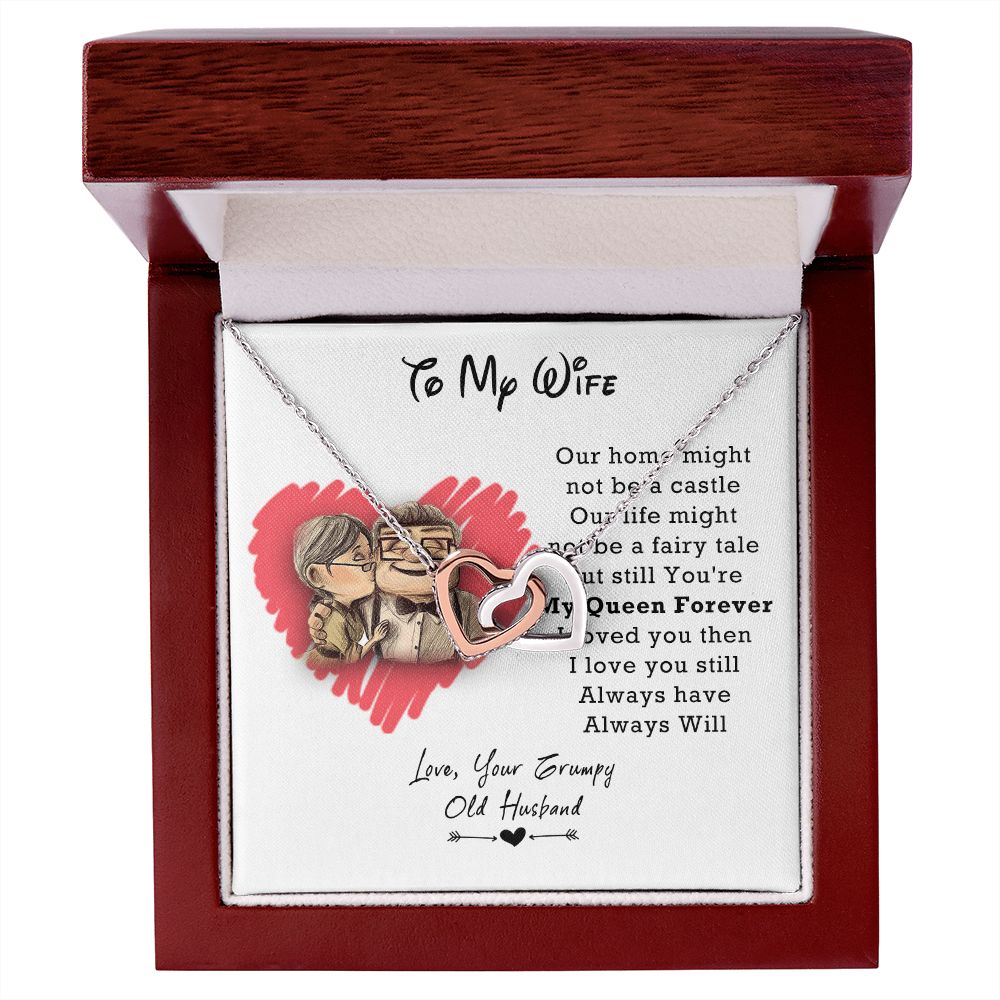 To My Wife Necklace from Husband, Personalized Necklace for Women, Luxury Necklace for Wife from Man Men, Wedding Anniversary Present For Wife, Beautiful Wife Jewelry Christmas Birthday Gifts For Wife3 Interlocking Hearts Necklace