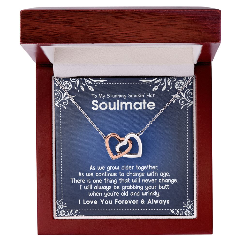 To My Smokin Hot Soulmate Necklace - Wife Gifts From Husband To My Wife Necklace, Gift for Her Romantic, Girlfriend Gifts Necklace for Wife from Men Includes Message Card and Gift Box 5 Interlocking Hearts Necklace