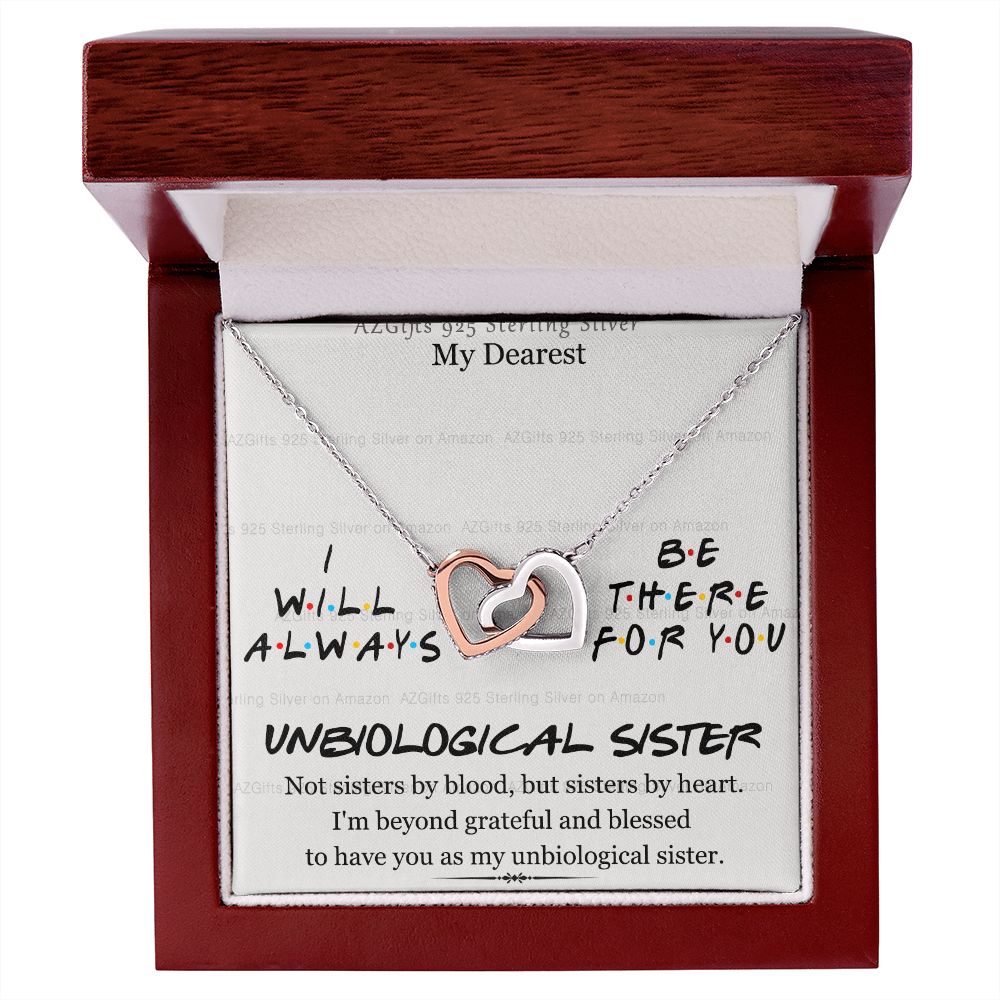 To My Unbiological Sister Necklace Pendant Gift for Soul Sister Unbiological Sister Gift for Women Girls My Unbiological Sister Jewelry Birthday Gift Idea 301 Interlocking Hearts Necklace