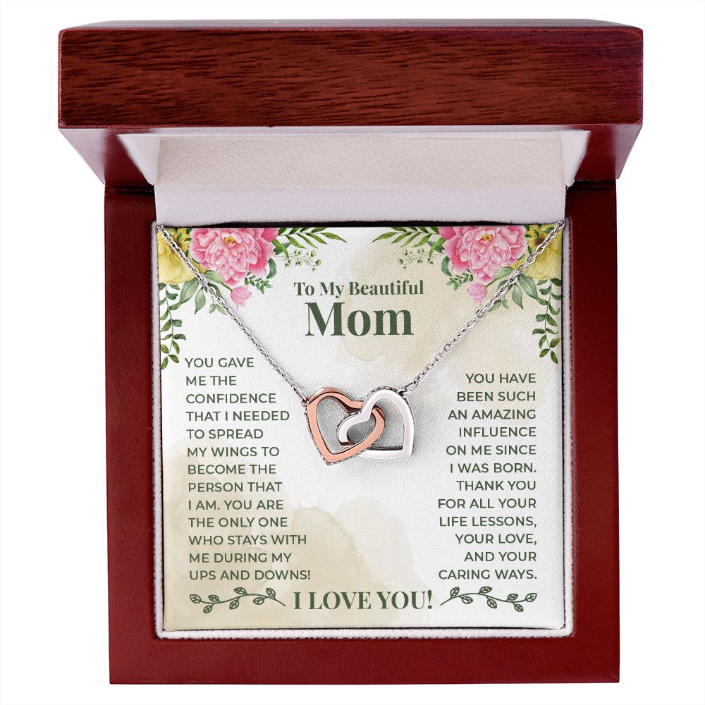 Mom Necklace Gifts for Mom from Daughter to Mom Gifts for Mothers Day from Daughter, To My Mom Necklace from Daughter to Mom Birthday Gifts Necklace with Message Card and Gift Box22 Interlocking Hearts Necklace