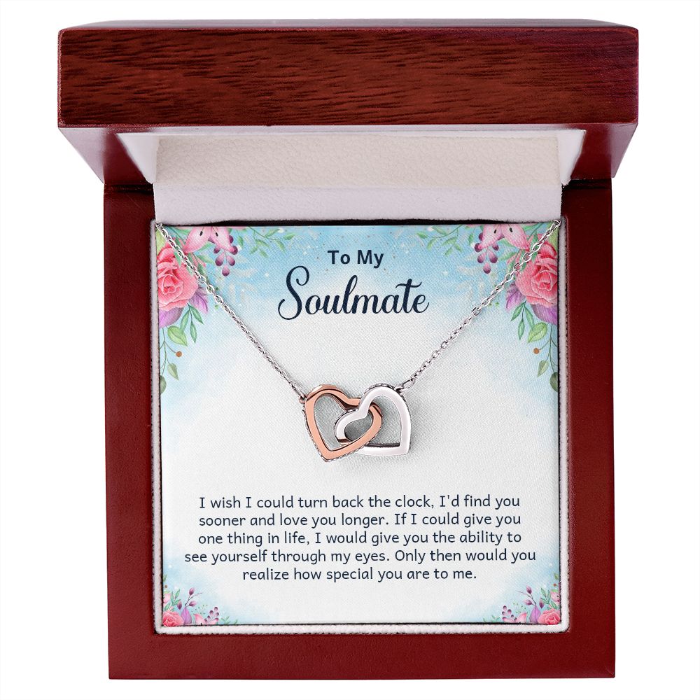 To My Soulmate Necklace for Women Birthday Christmas Jewelry Gifts For My Wife with Message Card Box Personalized Gift Present Pendant for Future Wife Soulmate Girlfriend Love 17 Interlocking Hearts Necklace