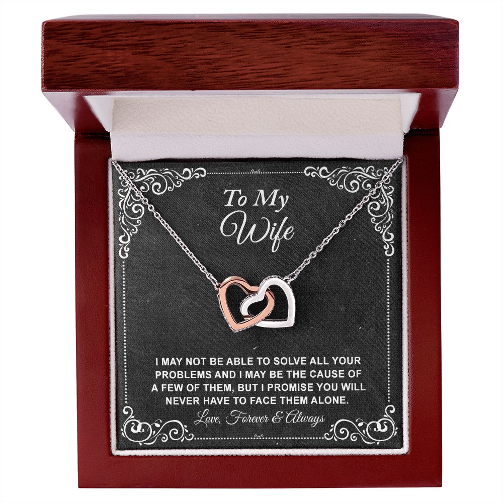 To My Wife Necklace, Gift For Wife From Husband, Anniversary Gift, Valentine's Interlocking Hearts Necklace