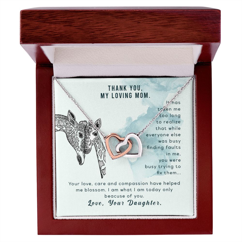 To My Thank You My Loving Mom Giraffe Necklace Pendant Gift From Mom Necklace Gift For To Daughter Birthday Daughter In Law Gift On Birthday Anniversary Gift 30821 Interlocking Hearts Necklace