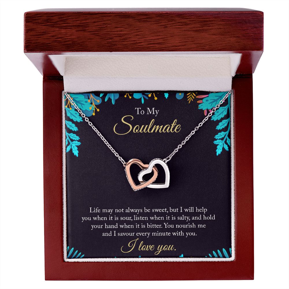 To My Soulmate Necklace for Women Birthday Christmas Jewelry Gifts For My Wife with Message Card Box Personalized Gift Present Pendant for Future Wife Soulmate Girlfriend Love 16 Interlocking Hearts Necklace