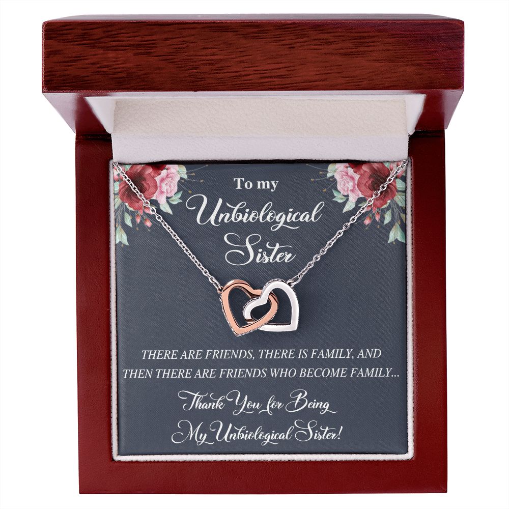 Unbiological Sister Alluring Beautiful Necklace, Best Friend Necklace, Soul Gift Interlocking Hearts Necklace