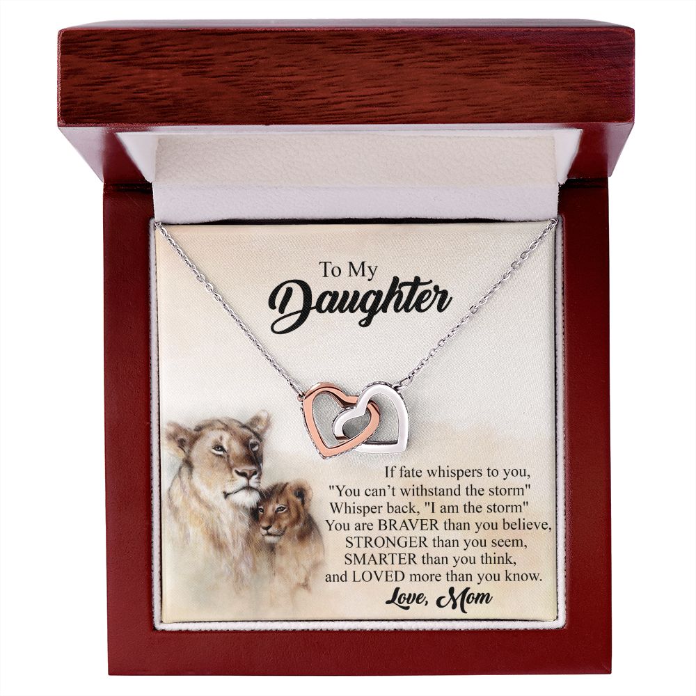 Mother Daughter Gift Ideas, To My Daughter Gift Necklace from Mom, Jewelry Pendant Present for Daughter, Birthday Christmas Gift Graduation Gifts for Daughters, Mother and Daughter Necklace 24 Interlocking Hearts Necklace