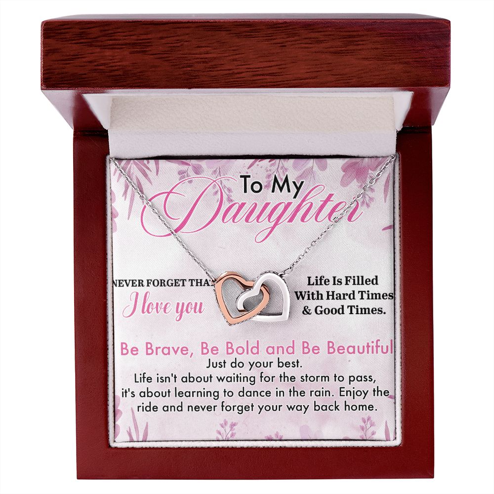 Mother Daughter Gift Ideas, To My Daughter Gift Necklace from Mom, Jewelry Pendant Present for Daughter, Birthday Christmas Gift Graduation Gifts for Daughters, Mother and Daughter Necklace 28 Interlocking Hearts Necklace