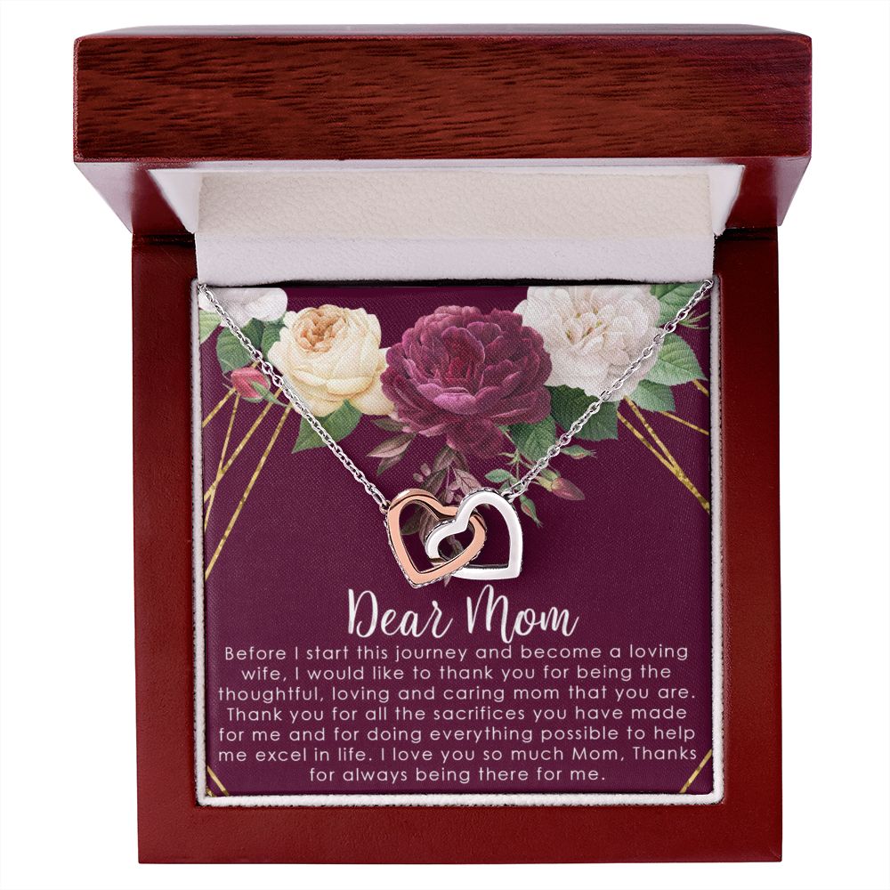 To My Mom Necklace, Gift For Mom, Mother's Day Gift from Daughter, Mom Jewelry Gift for Mothers Day, Birthday Gift for Mother, Moms Gift from Daughter Son, Necklace for Mom Mother2 Interlocking Hearts Necklace