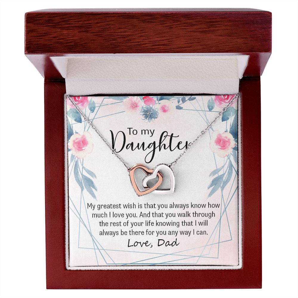 To My Daughter Gift Necklace from Mom, Mother and Daughter Necklace for Girls, Mother Daughter Gift Ideas, Jewelry Pendant Interlocking Hearts Necklace