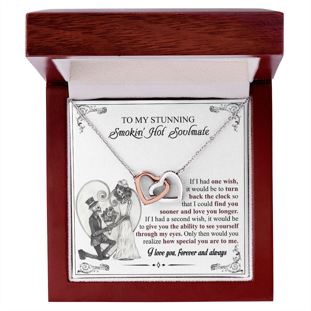 To My Soulmate Necklace for Women Birthday Valentines Day Jewelry Gifts For My Wife with Message Card Box Personalized Gift Present Pendant for Future Wife Soulmate Girlfriend Love 6 Interlocking Hearts Necklace