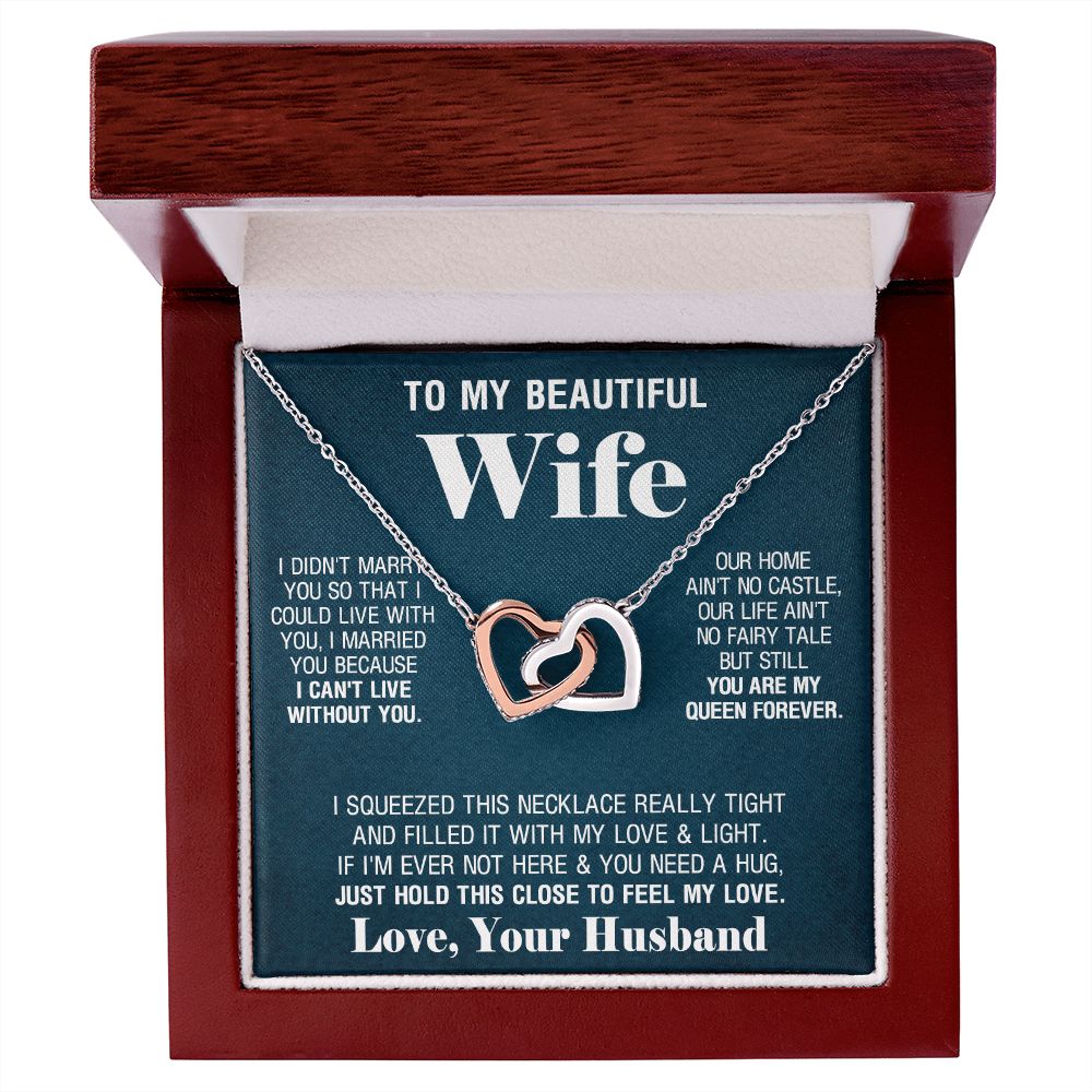 To My Beautiful Wife Necklace, Wedding Anniversary Jewelry For Women, Necklace For Wife from Husband, Gifts For Wife Birthday Gifts Necklace, Jewelry With Message Card In A Gift Box