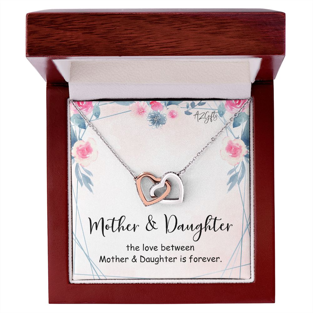 Mom Necklace Gifts for Mom from Daughter to Mom Gifts for Mothers Day from Daughter, To My Mom Necklace from Daughter to Mom Birthday Gifts Necklace with Message Card and Gift Box Interlocking Hearts Necklace