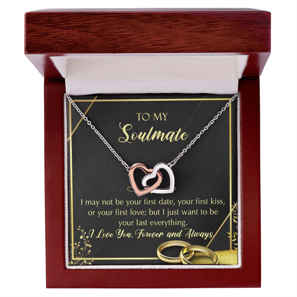 To My Soulmate Necklace for Women Birthday Christmas Jewelry Gifts For My Wife with Message Card Box Personalized Gift Present Pendant for Future Wife Soulmate Girlfriend Love 28 Interlocking Hearts Necklace