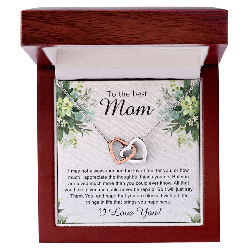 To My Best Mom Necklace, Necklace for Mother, Daughter Gift For Mom, Present For Mom, Mother Gifts from Son or Daughter, Jewelry Gift for Mothers Day, Birthday Gift for Mother, Moms Interlocking Hearts Necklace