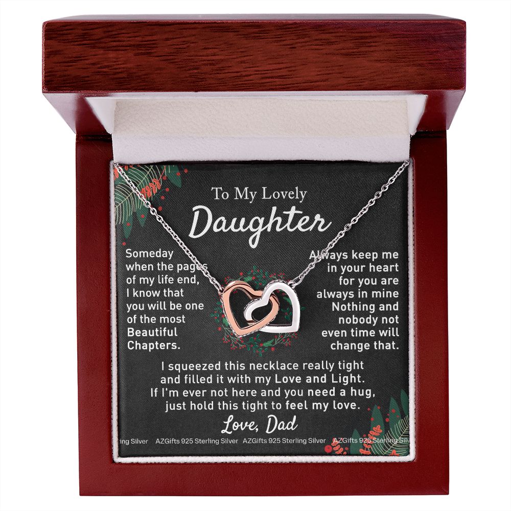 To My Daughter Necklace from Dad Father to Daughter Necklace for Daughter Gift for Daughter Wedding Gift Daughter Jewelry for Daughter Present for Christmas Birthday Gift Interlocking Hearts Necklace