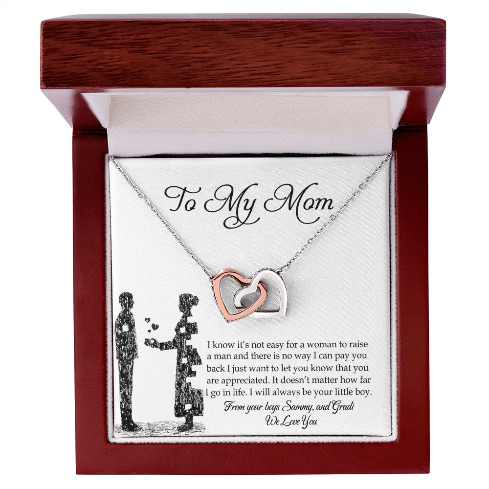 To My Mom Necklace, Gift For Mom, Mother's Day Gift from Son, Mom Jewelry Gift for Mothers Day, Birthday Gift for Mother, Moms Gift from Daughter Son, Necklace for Mom Mother Interlocking Hearts Necklace