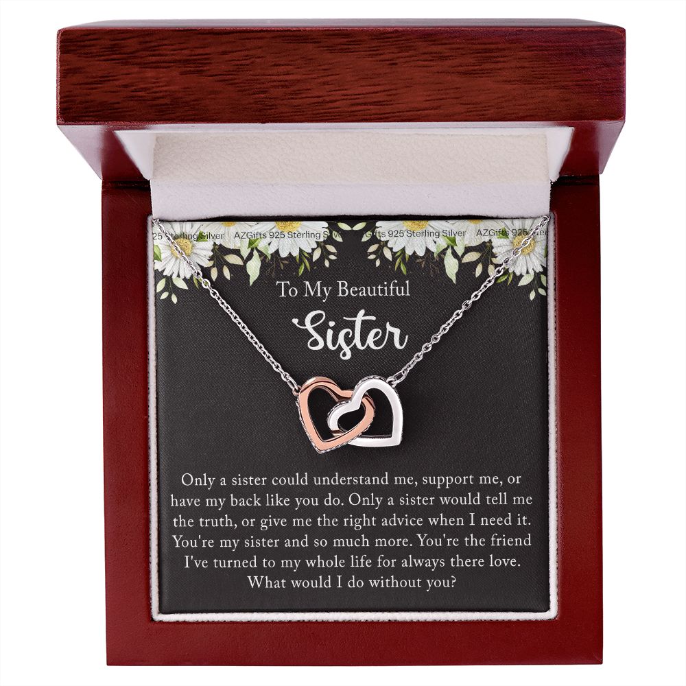 To My Sister Necklace, Sister to Sister, Birthday gift For Sister from Brother 2 Interlocking Hearts Necklace