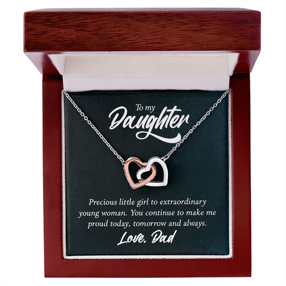 To My Daughter Necklaces Pendants - Father and Daughter Necklace - Gift from Daddy - Luxury Necklace Silver On Birthday, Anniversary - Includes Gift Box Interlocking Hearts Necklace