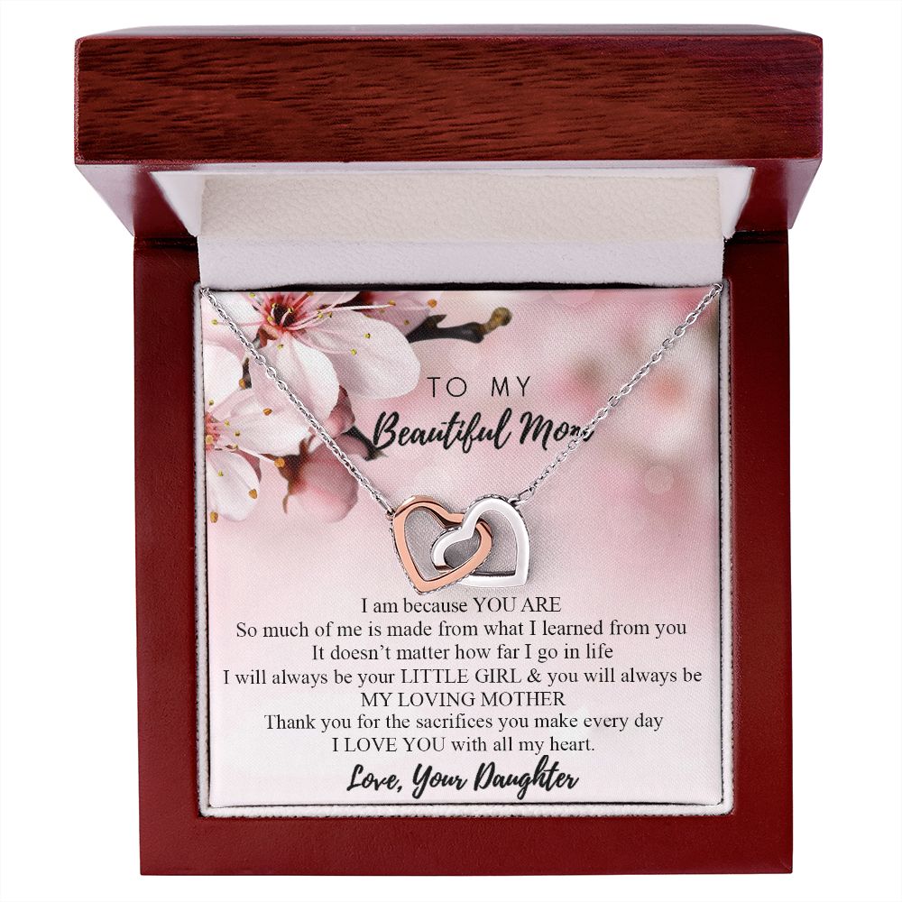 Mom Necklace Gifts for Mom from Daughter to Mom Gifts for Mothers Day from Daughter, To My Mom Necklace from Daughter to Mom Birthday Gifts Necklace with Message Card and Gift Box2246 Interlocking Hearts Necklace