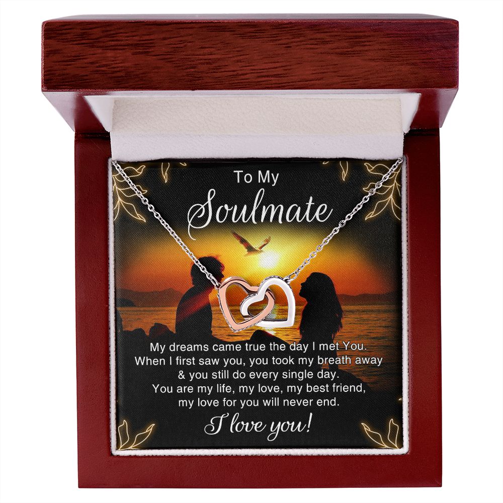 To My Soulmate Necklace for Women Birthday Christmas Jewelry Gifts For My Wife with Message Card Box Personalized Gift Present Pendant for Future Wife Soulmate Girlfriend Love 6 Interlocking Hearts Necklace