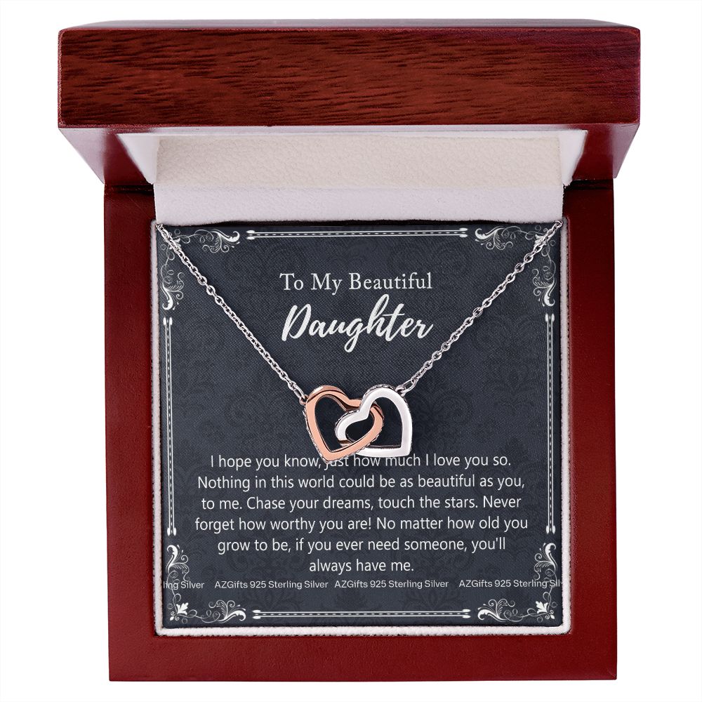 To My Daughter Necklaces Pendants - Father and Daughter Necklace - Gift from Daddy - Luxury Necklace Silver On Birthday, Anniversary - Includes Gift Box Interlocking Hearts Necklace
