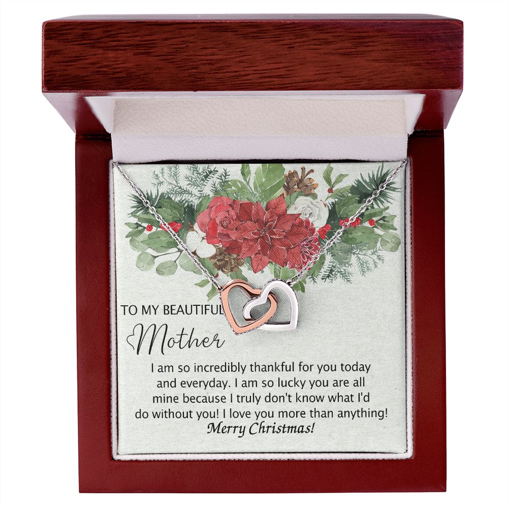 To My Mother Necklace from Daughter Pendant for Mom Christmas Pendant Inspirational Gift from Son to Mom Personalized Necklace Gift for Mother Fiance Christmas Present from Child 301 Interlocking Hearts Necklace