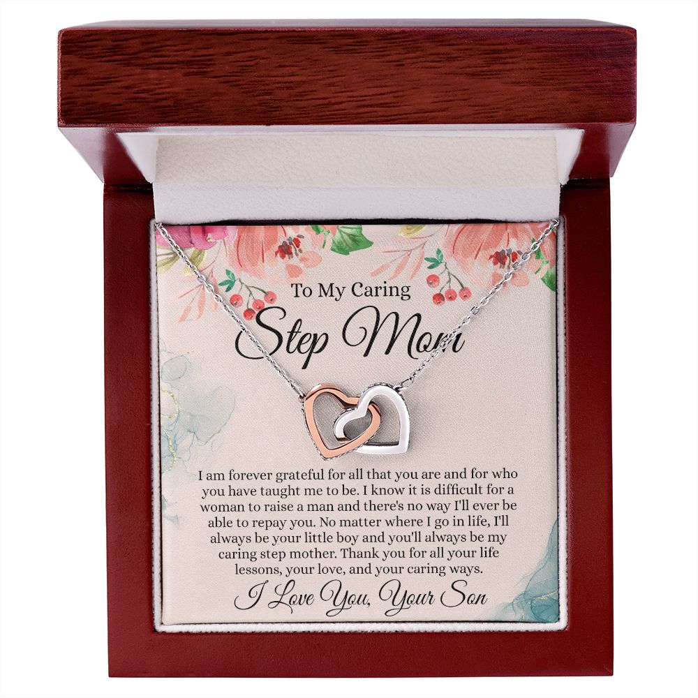 To My Step Mom Gift, Step Mom Necklace, Step Mom Gift From Son, Step Mom Mother's Day Gift From Step Son, Step Mom Birthday Gift, Step Mom Gift Necklace from Step Son Interlocking Hearts Necklace