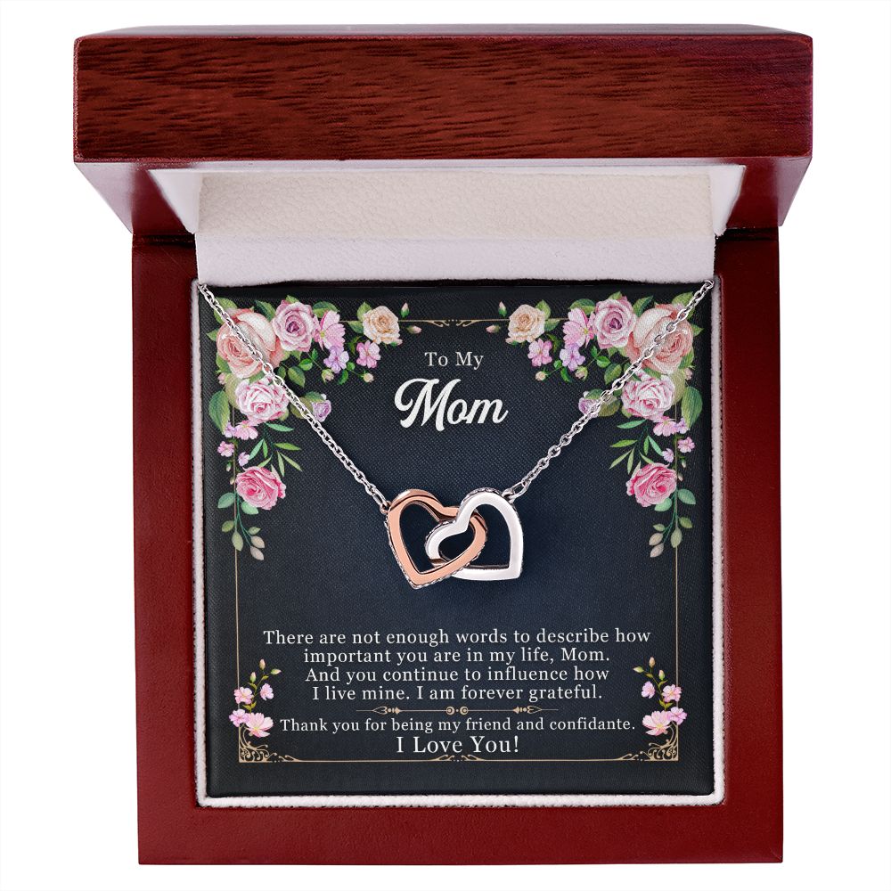 To My Mom Necklace Pendant Gift From Daughter Thank You For Being My Friend And Confidant With Message Card Gift For Mom Interlocking Hearts Necklace