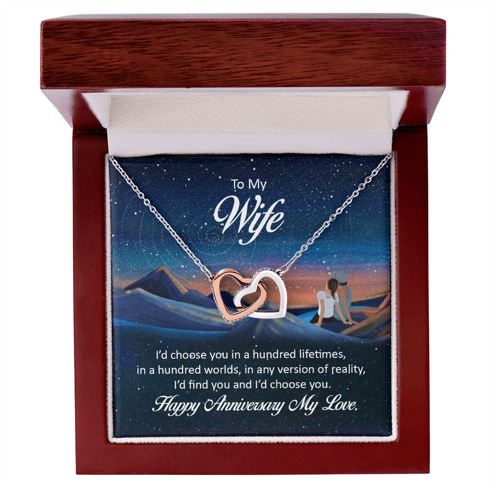 Birthday Gifts For Wife, Necklace Gifts For Wife From Husband, To My Wife Jewelry For Women , To My Wife Necklace  from Husband Wedding Anniversary Present For Wife, Beautiful Wife Jewelry Christmas26 Interlocking Hearts Necklace