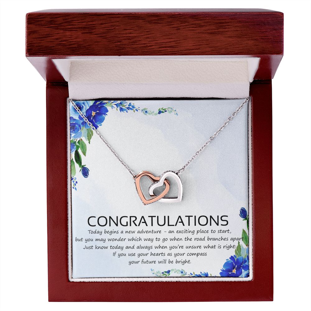 Graduation Compass Necklace - Perfect gift to say congratulations to high school Congrats Graduation Pendants Gift For Daughter, Granddaughter, Niece, Sister Interlocking Hearts Necklace