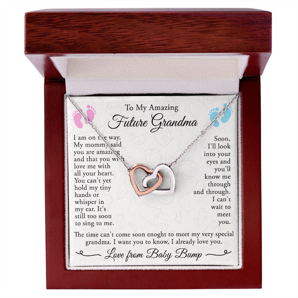 To My Grandmother Necklace, Gift for Grandmother Necklace, Mothers Day Gift For Grandma Nana, Grandma Jewelry From Grandchildren GrandKids , Jewelry Box Gift For Grandma Grandmother4 Interlocking Hearts Necklace