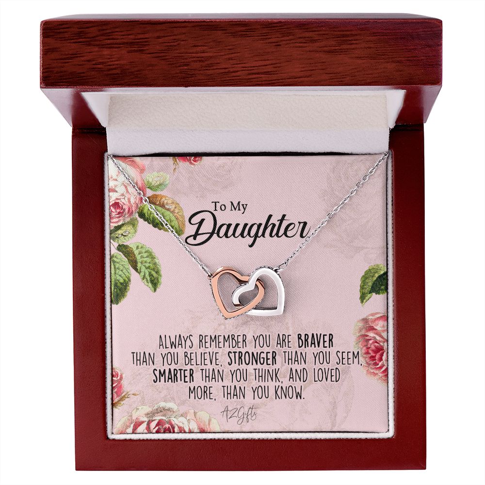 To My Daughter Gift Necklace from Mom, Mother and Daughter Necklace for Girls, Mother Daughter Gift Ideas, Jewelry Pendant Interlocking Hearts Necklace
