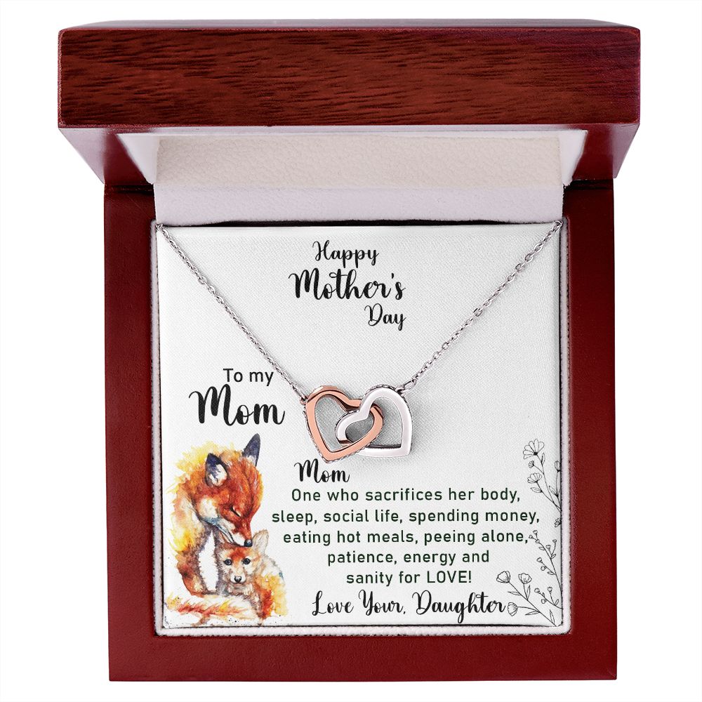 Mom Necklace Gifts for Mom from Daughter to Mom Gifts for Mothers Day from Daughter, To My Mom Necklace from Daughter to Mom Birthday Gifts Necklace with Message Card and Gift Box2223 Interlocking Hearts Necklace