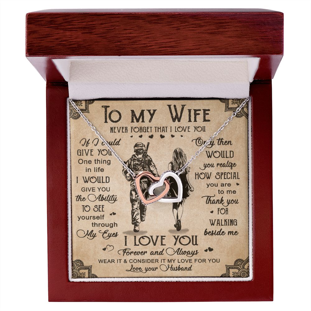 Birthday Gifts For Wife, Necklace Gifts For Wife From Husband, To My Wife Jewelry For Women , To My Wife Necklace  from Husband Wedding Anniversary Present For Wife, Beautiful Wife Jewelry Christmas20 Interlocking Hearts Necklace