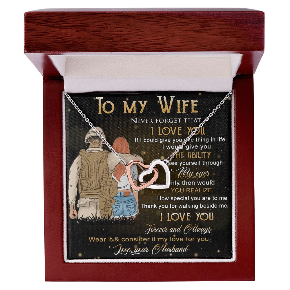 Birthday Gifts For Wife, Necklace Gifts For Wife From Husband, To My Wife Jewelry For Women , To My Wife Necklace  from Husband Wedding Anniversary Present For Wife, Beautiful Wife Jewelry Christmas21 Interlocking Hearts Necklace