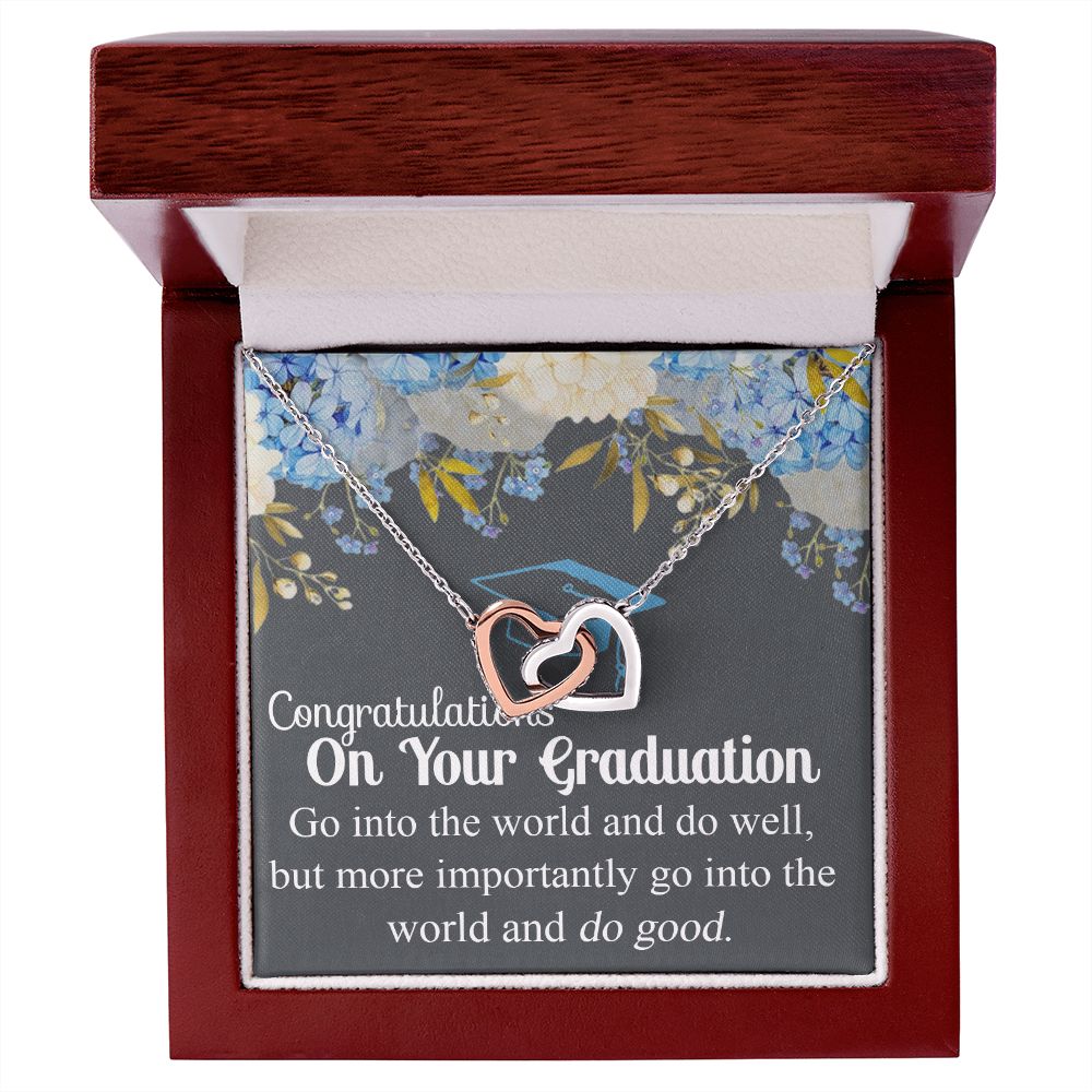 Graduation Gift Necklace For Girls, Graduation Jewelry, College, High School Congrats Graduation Pendants Gift For Daughter, Granddaughter, Niece, Sister Interlocking Hearts Necklace