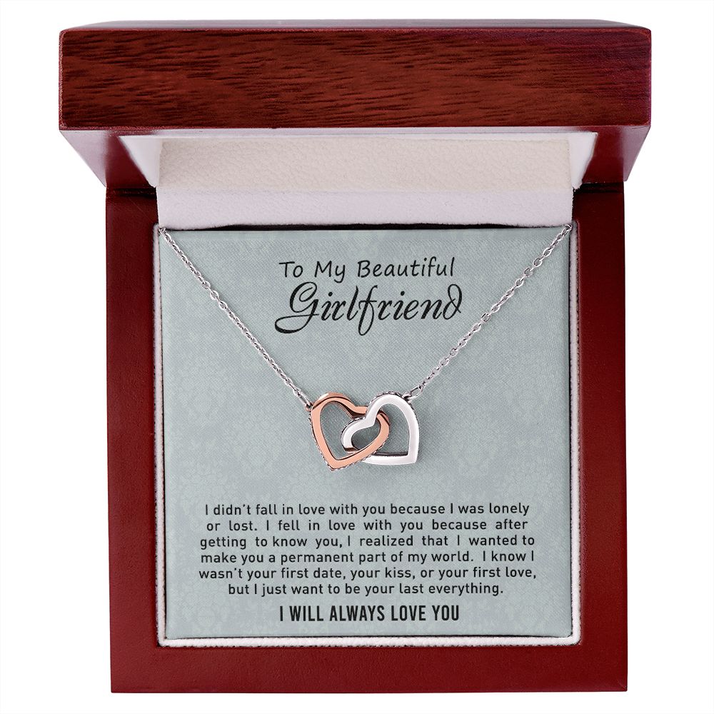 To My Girlfriend Necklace from Boyfriend, Personalized Necklace for Women, Luxury Necklace for Girlfriend, Wedding Anniversary Present For Her, Girlfriend Gift Jewelry Christmas Birthday Gift2 Interlocking Hearts Necklace